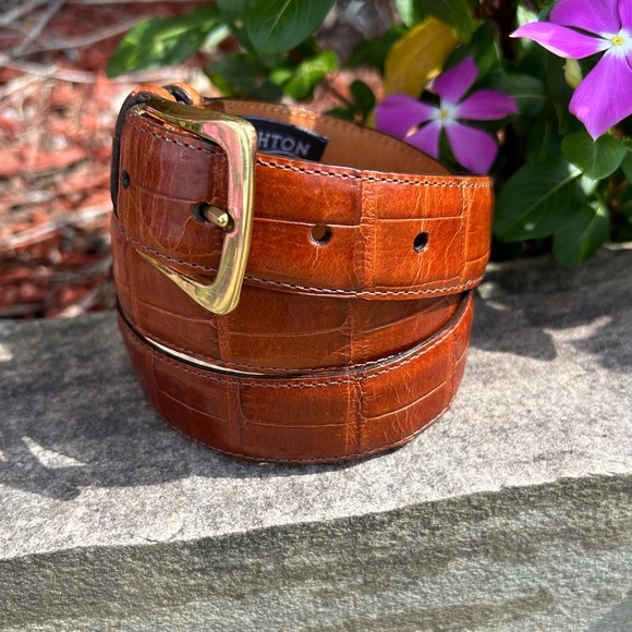 BRIGHTON Men’s Leather Belt size 38 with Brass Hardware LIKE NEW !!’ - Picture 5 of 11